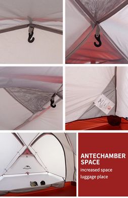 Палатка Naturehike Hiby IV (4-х местная) 40D NH19ZP005 gray/red